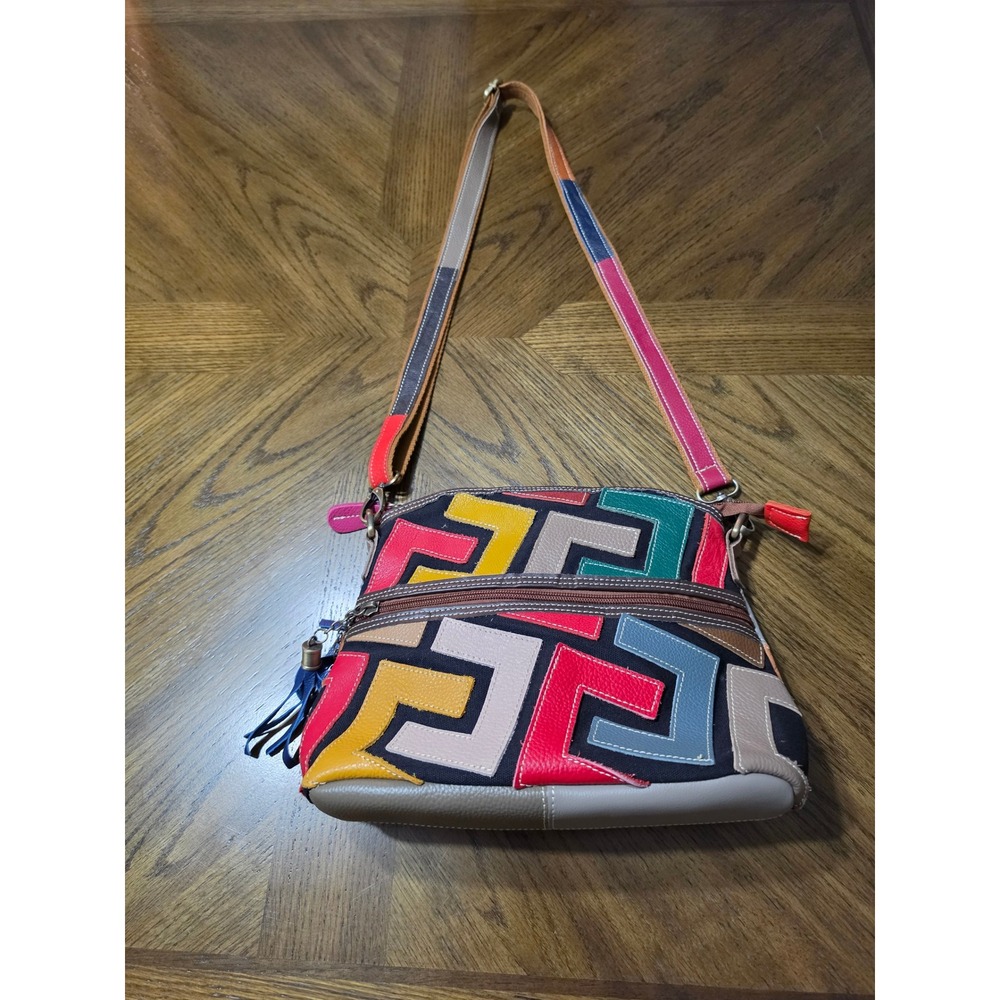 L'Artiste by Spring Step Adventure Multi-Color Patchwork Leather Crossbody Bag
